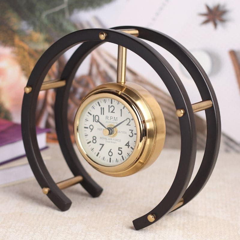 Buy Vandra Round Table Clock - Gold Table Clock from Vaaree