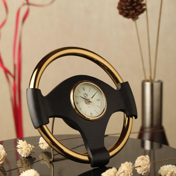 Table Clock - Vintage Steer Table Clock - Gold