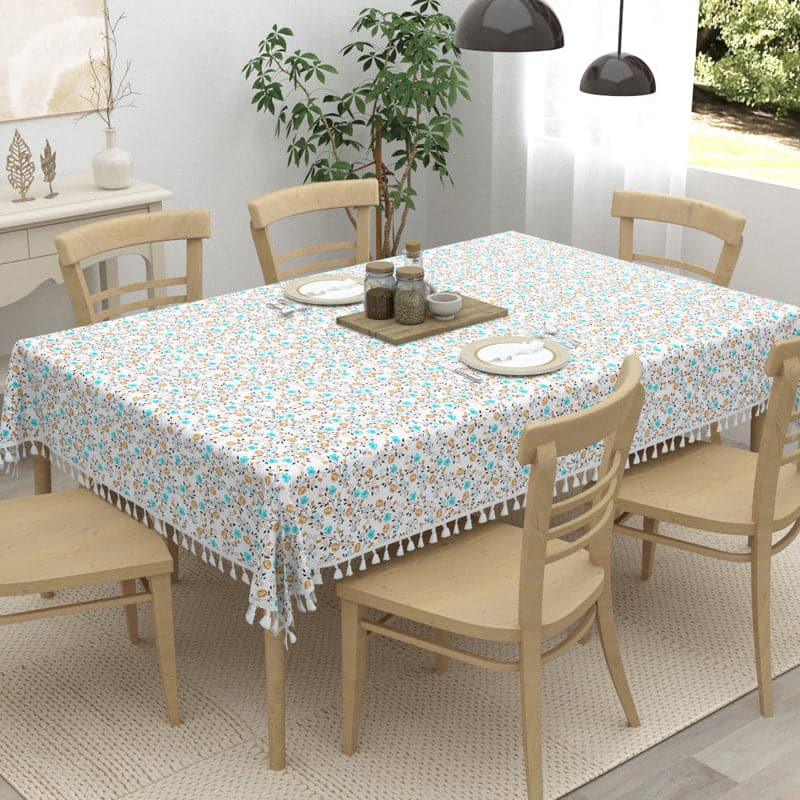 Buy Adva Floral Table Cloth - Blue & Yellow Table Cover from Vaaree