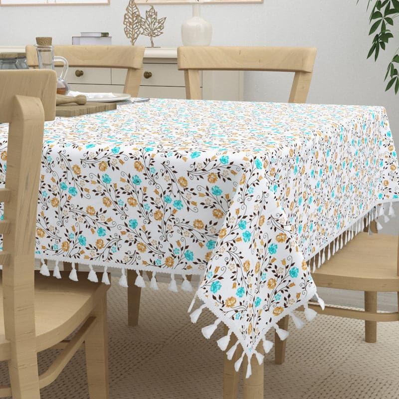 Buy Adva Floral Table Cloth - Blue & Yellow Table Cover from Vaaree