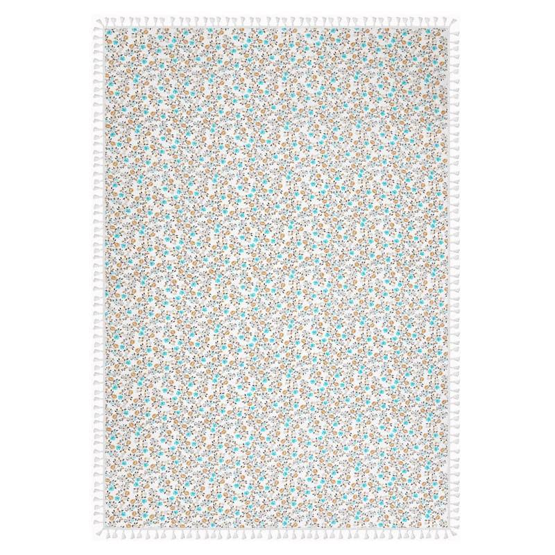 Buy Adva Floral Table Cloth - Blue & Yellow Table Cover from Vaaree