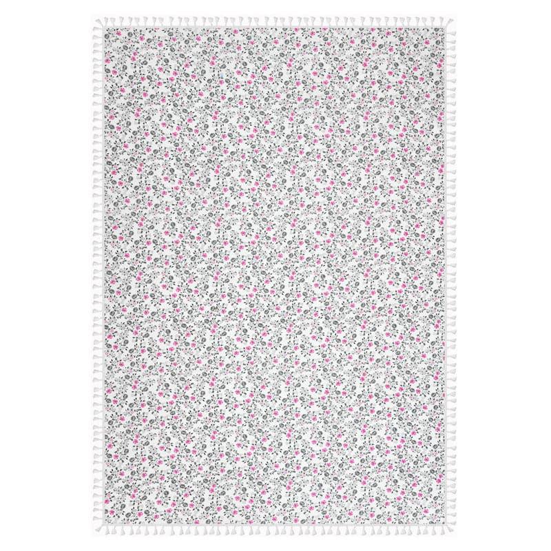 Buy Table Cover - Adva Floral Table Cloth - Pink & Grey at Vaaree online