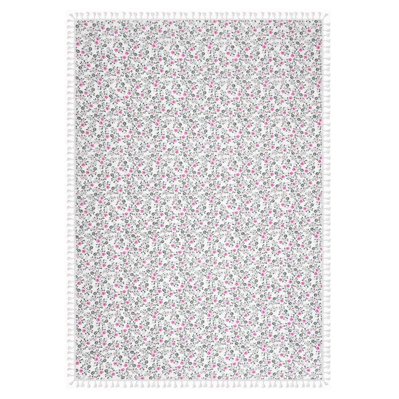 Buy Adva Floral Table Cloth - Pink & Grey Table Cover from Vaaree