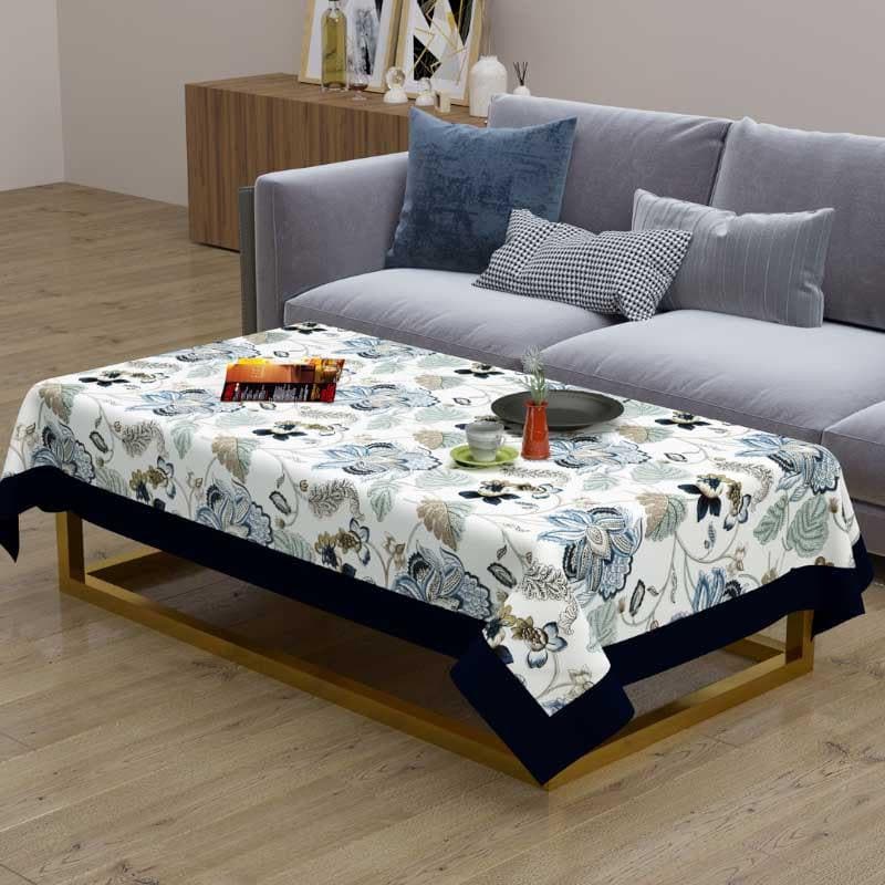 Buy Buttercups Table Cover With Blue Border - Two Seater Table Cover from Vaaree