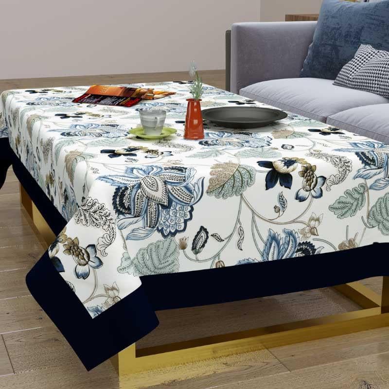 Buy Buttercups Table Cover With Blue Border - Two Seater Table Cover from Vaaree