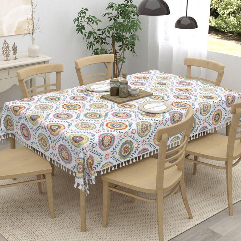 Buy Table Cover - Niva Floral Table Cloth - White & Brown at Vaaree online