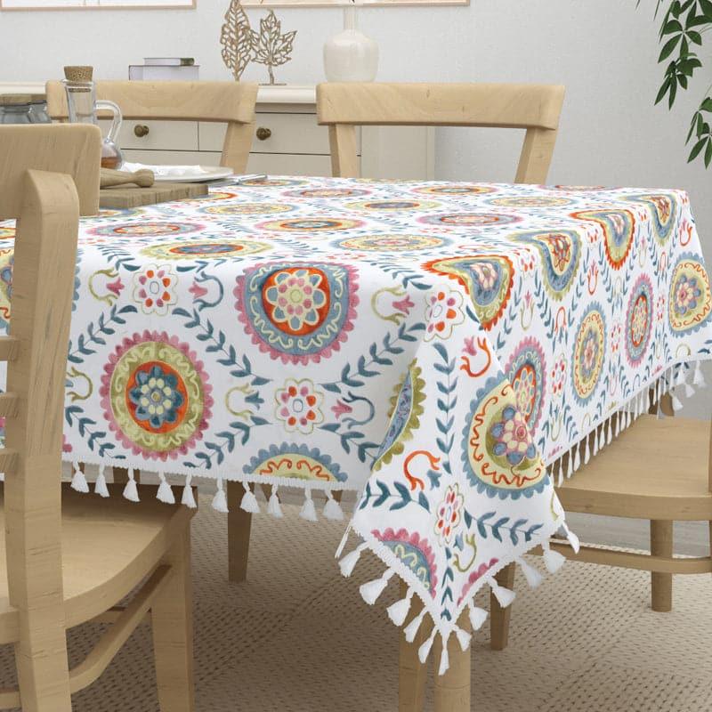Buy Table Cover - Niva Floral Table Cloth - White & Brown at Vaaree online