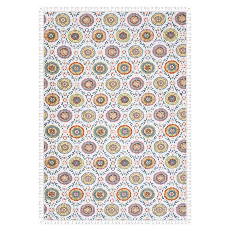 Buy Niva Floral Table Cloth - White & Brown Table Cover from Vaaree