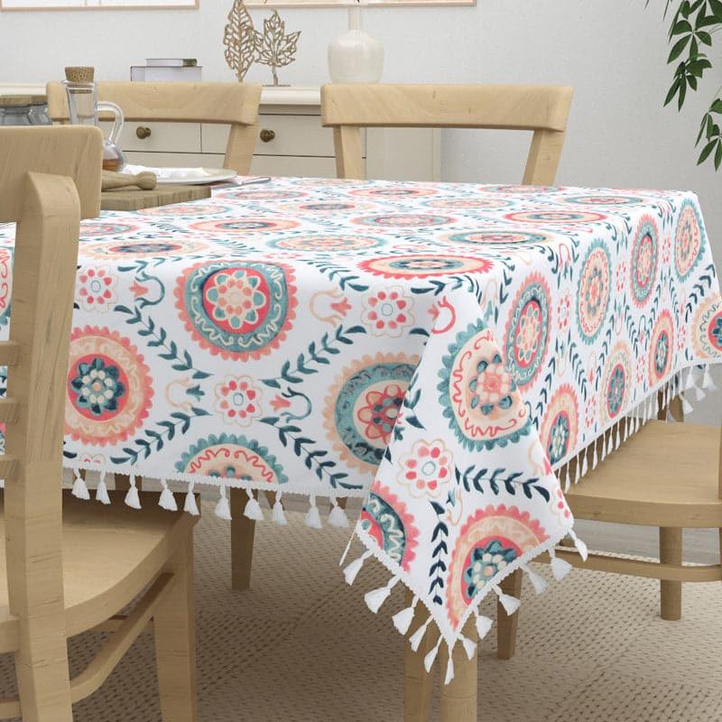 Buy Table Cover - Niva Floral Table Cloth - White & Red at Vaaree online