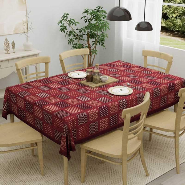 Buy Saujanya Ethnic Maroon Table Cover - Six Seater Table Cover from Vaaree