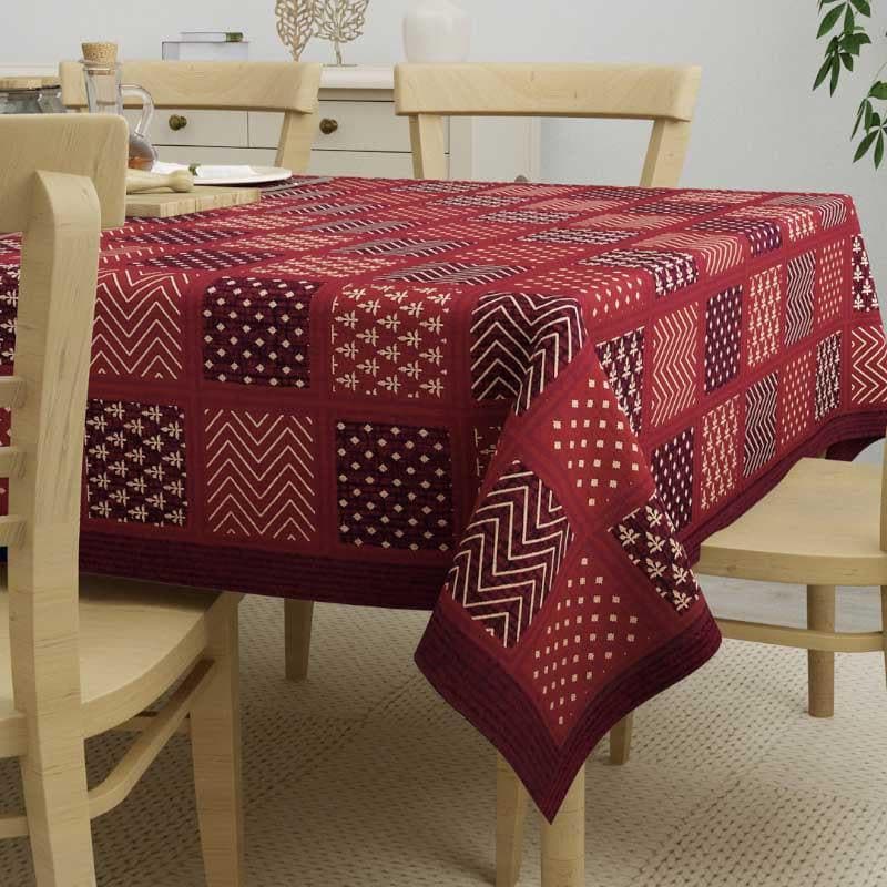 Buy Saujanya Ethnic Maroon Table Cover - Six Seater Table Cover from Vaaree