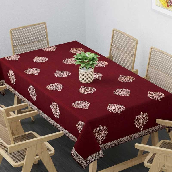 Buy Trupti Ethnic Maroon Table Cover - Six Seater Table Cover from Vaaree