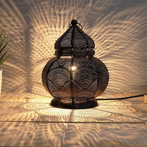 Table Lamp - Antique Turkish Lantern Lamp - Black