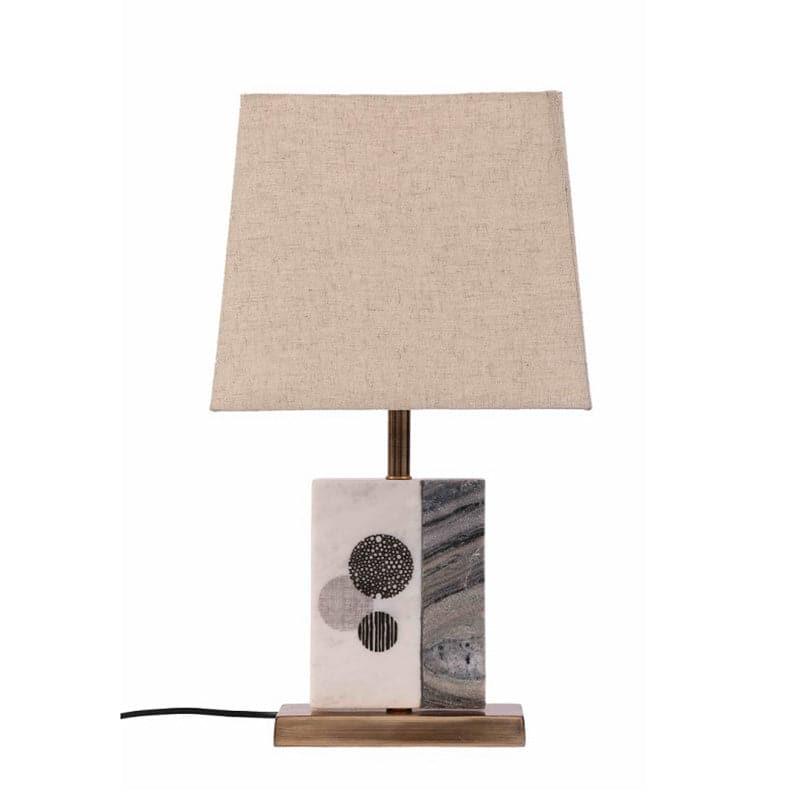 Table Lamp - Blaze Table Lamp With Marble & Brass Base - Beige