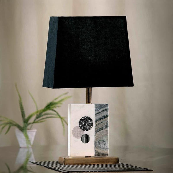 Table Lamp - Blaze Table Lamp With Marble & Brass Base - Black