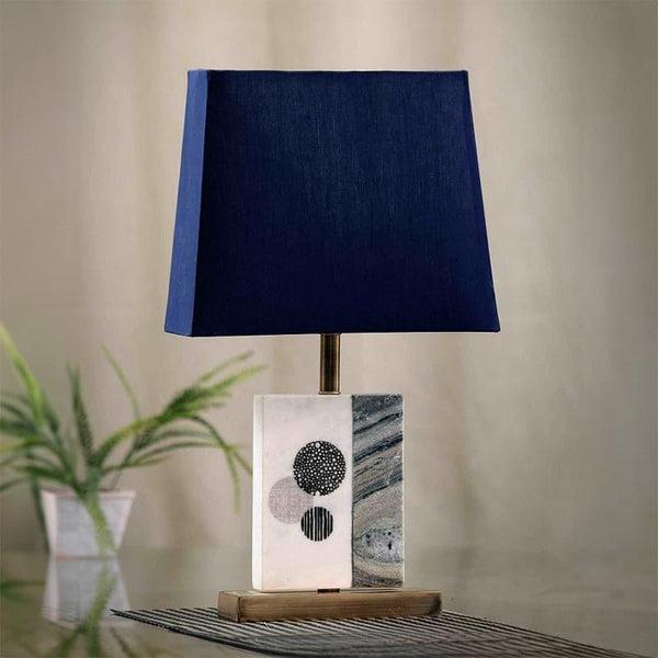 Table Lamp - Blaze Table Lamp With Marble & Brass Base - Blue
