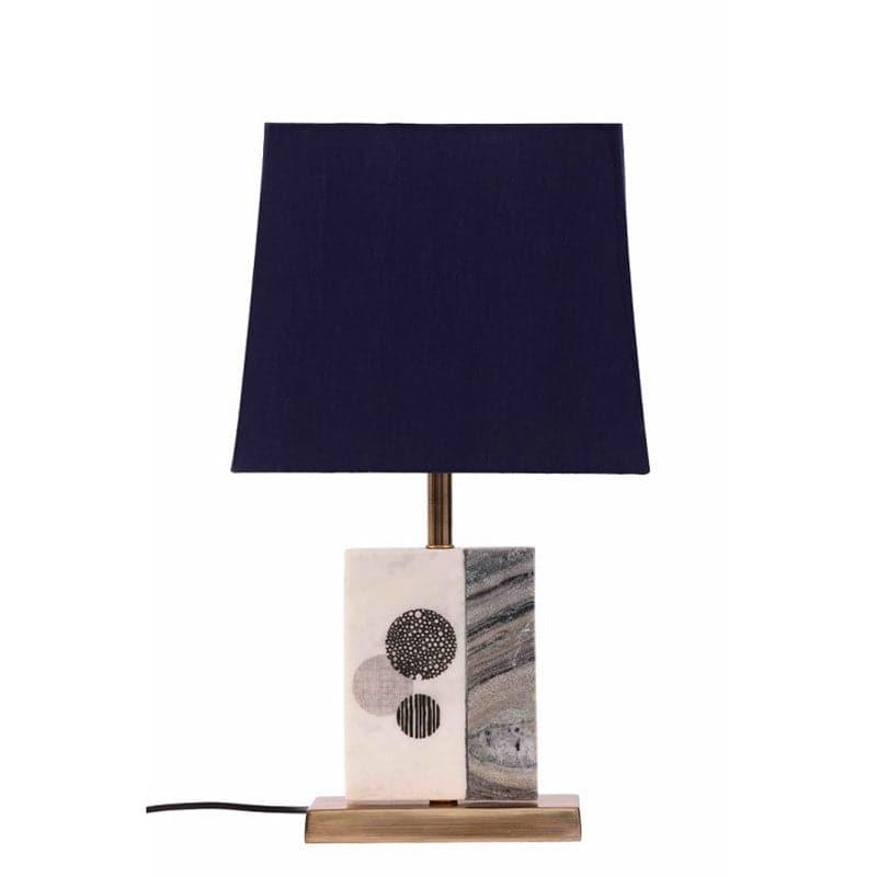 Table Lamp - Blaze Table Lamp With Marble & Brass Base - Blue
