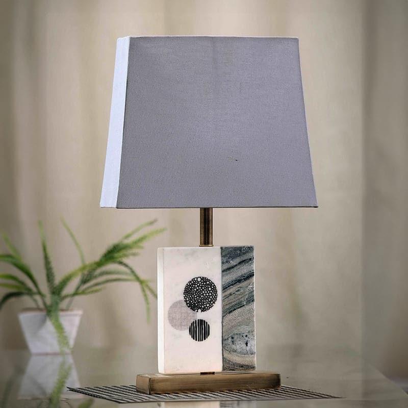 Table Lamp - Blaze Table Lamp With Marble & Brass Base - Grey