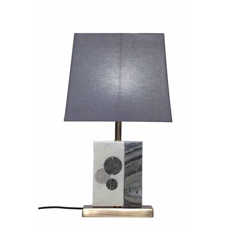 Table Lamp - Blaze Table Lamp With Marble & Brass Base - Grey