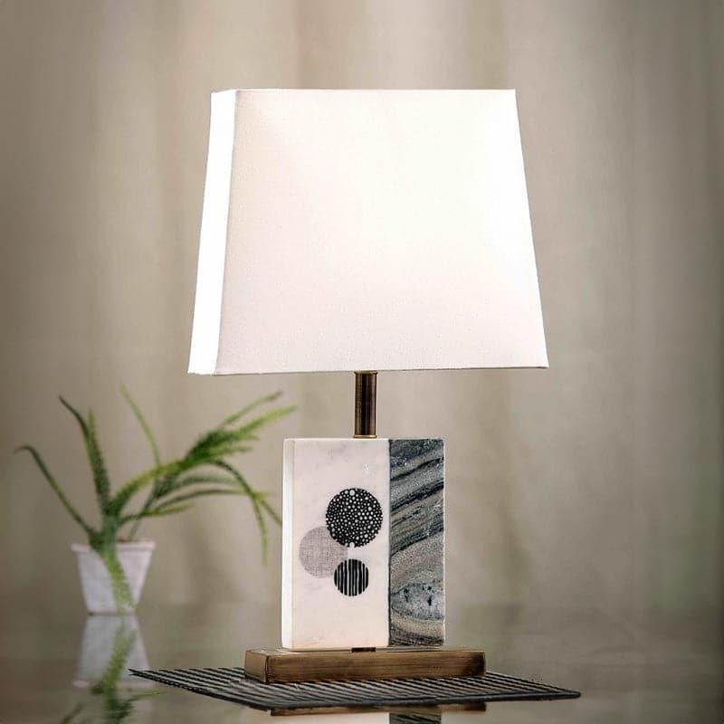 Table Lamp - Blaze Table Lamp With Marble & Brass Base - White