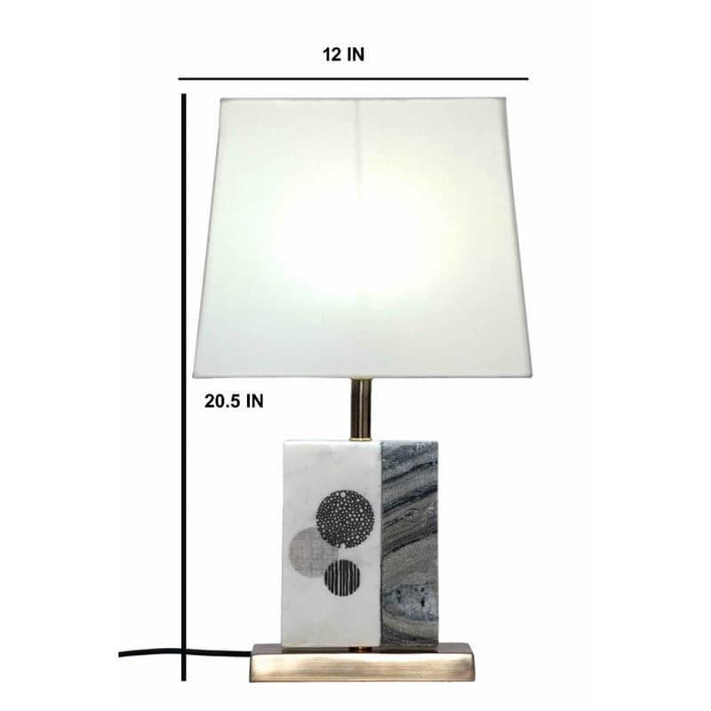 Table Lamp - Blaze Table Lamp With Marble & Brass Base - White