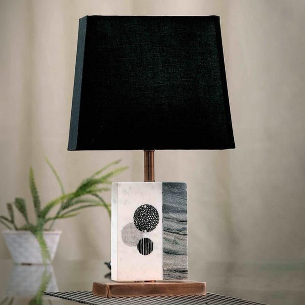 Table Lamp - Blaze Table Lamp With Marble & Copper Base - Black