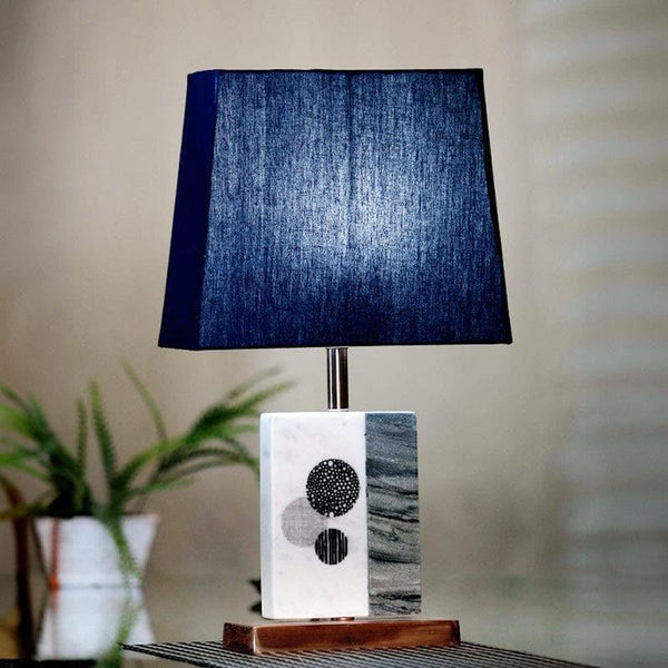 Table Lamp - Blaze Table Lamp With Marble & Copper Base - Blue