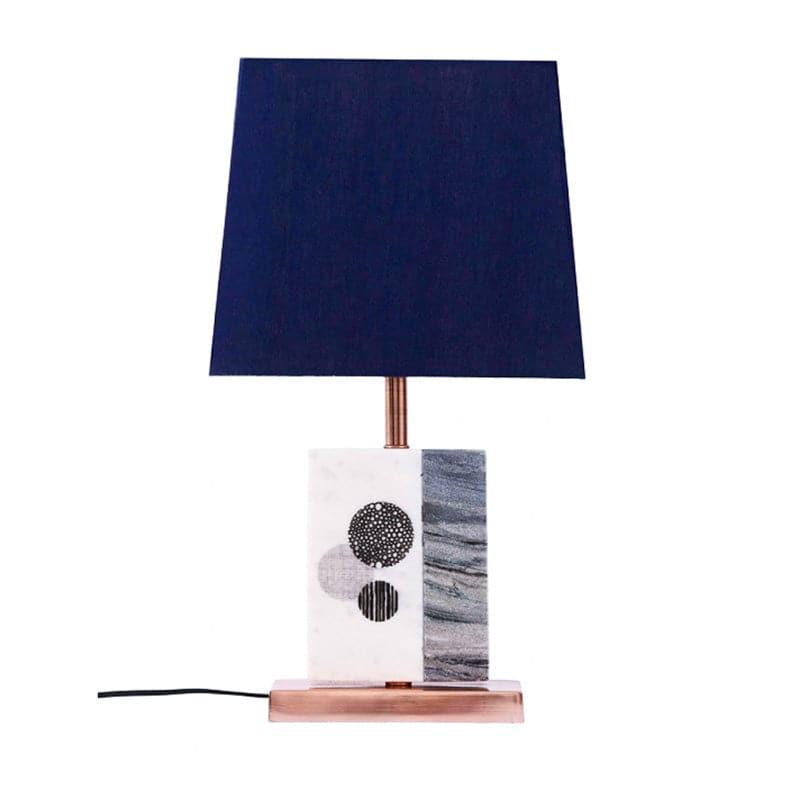 Table Lamp - Blaze Table Lamp With Marble & Copper Base - Blue