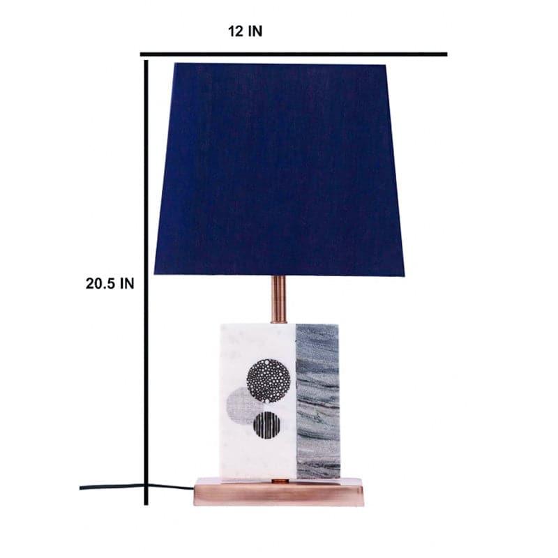 Table Lamp - Blaze Table Lamp With Marble & Copper Base - Blue