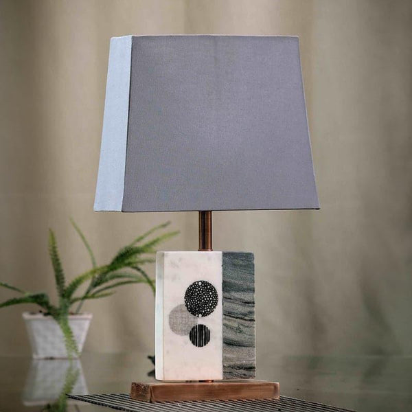 Table Lamp - Blaze Table Lamp With Marble & Copper Base - Grey