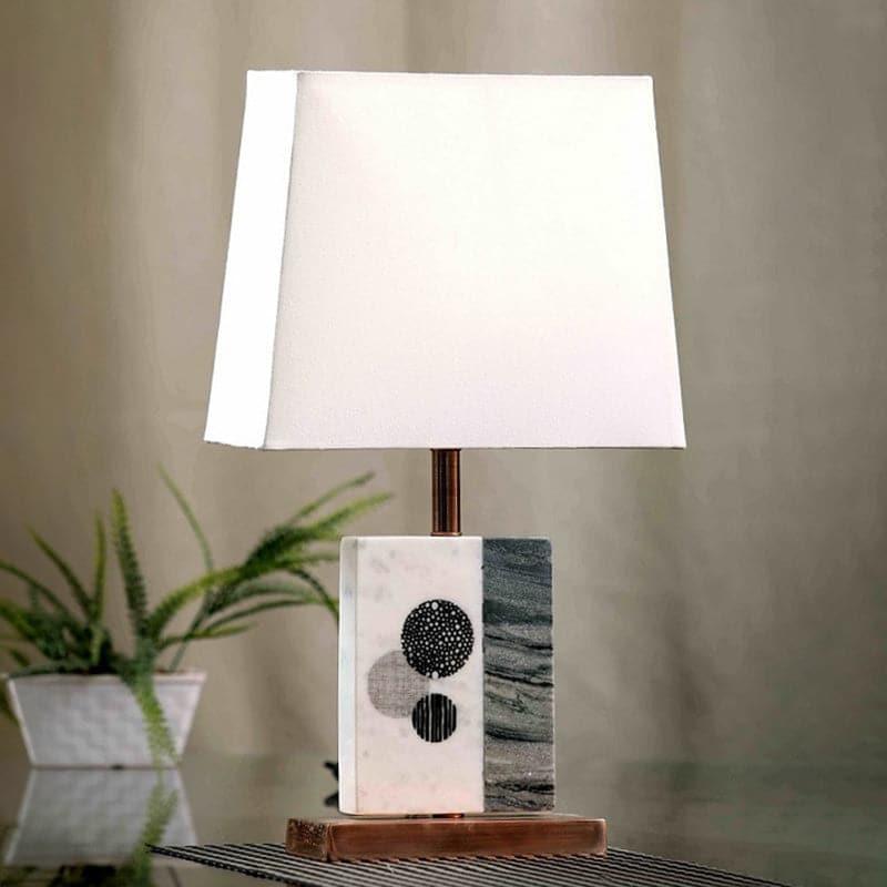 Table Lamp - Blaze Table Lamp With Marble & Copper Base - White