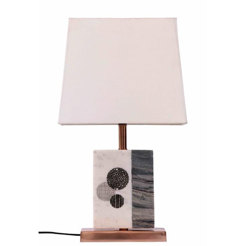 Table Lamp - Blaze Table Lamp With Marble & Copper Base - White