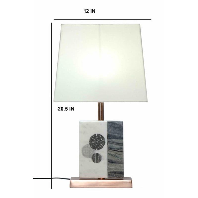 Table Lamp - Blaze Table Lamp With Marble & Copper Base - White