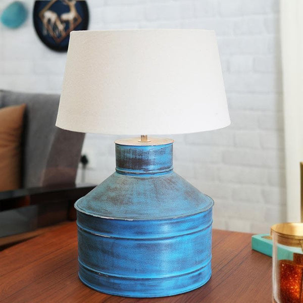 Table Lamp - Cannister Turquoise Table Lamp - Khadi