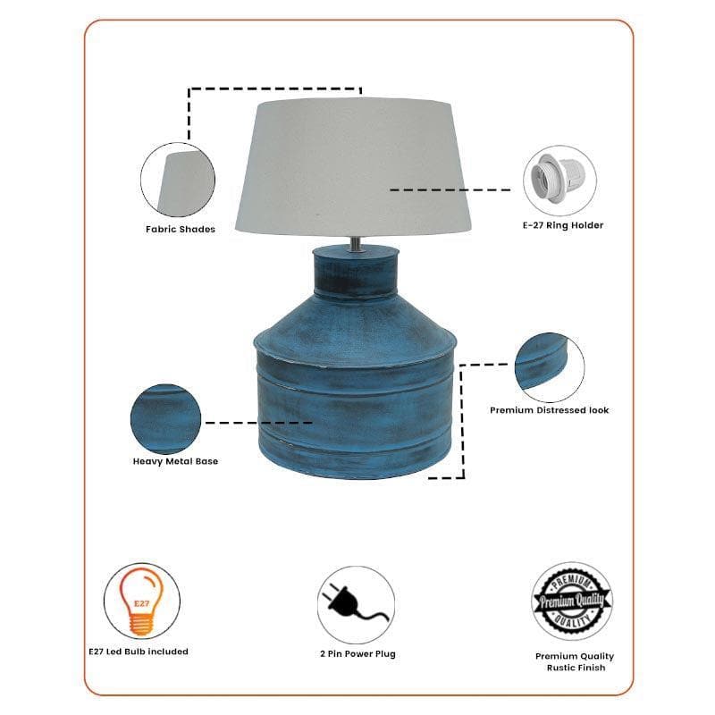 Table Lamp - Cannister Turquoise Table Lamp - Khadi