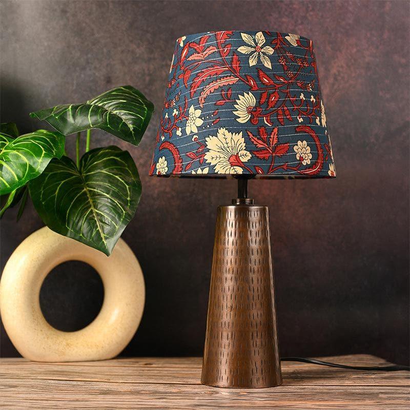 Table Lamp - Cassius Etched Copper Table Lamp - Blue