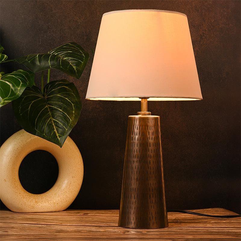 Table Lamp - Cassius Etched Copper Table Lamp - White