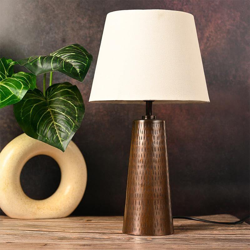 Table Lamp - Cassius Etched Copper Table Lamp - White