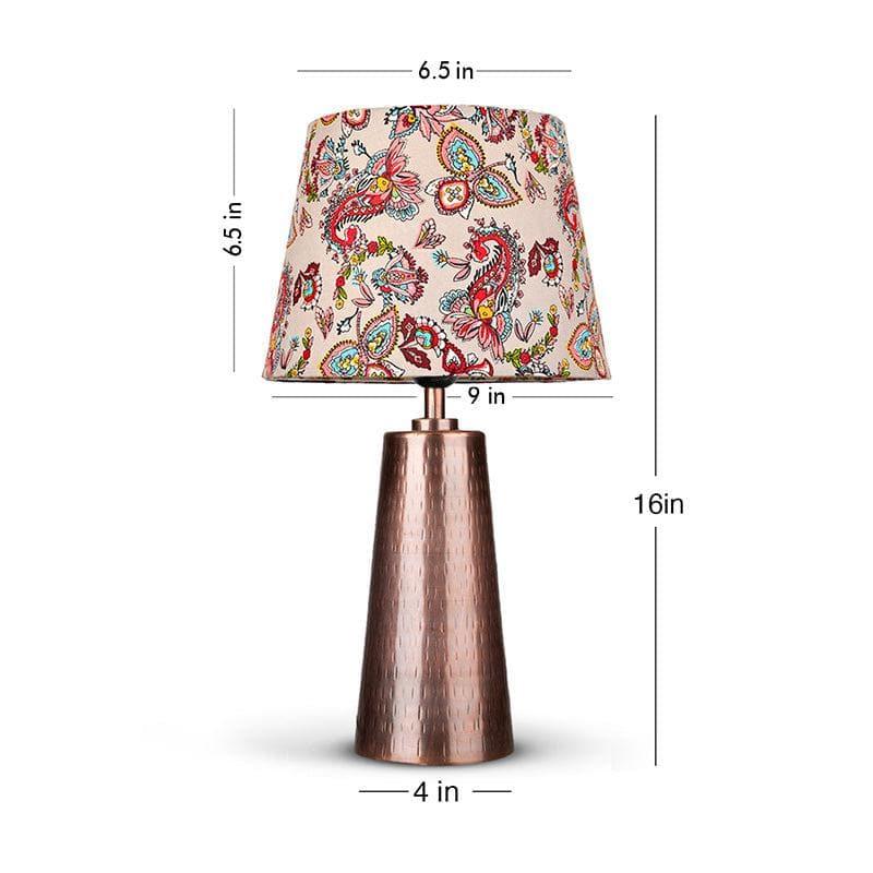 Table Lamp - Cassius Etched Copper Table Lamp - White & Red