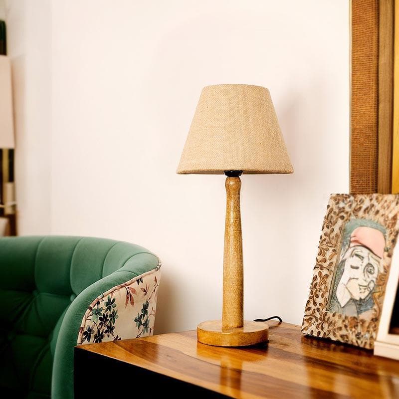 Buy Classic Chic With Wooden Stand Table Lamp - Beige Table Lamp from Vaaree