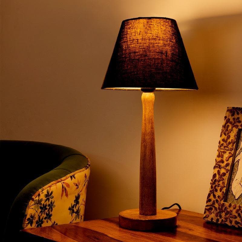 Table Lamp - Classic Chic With Wooden Stand Table Lamp - Black