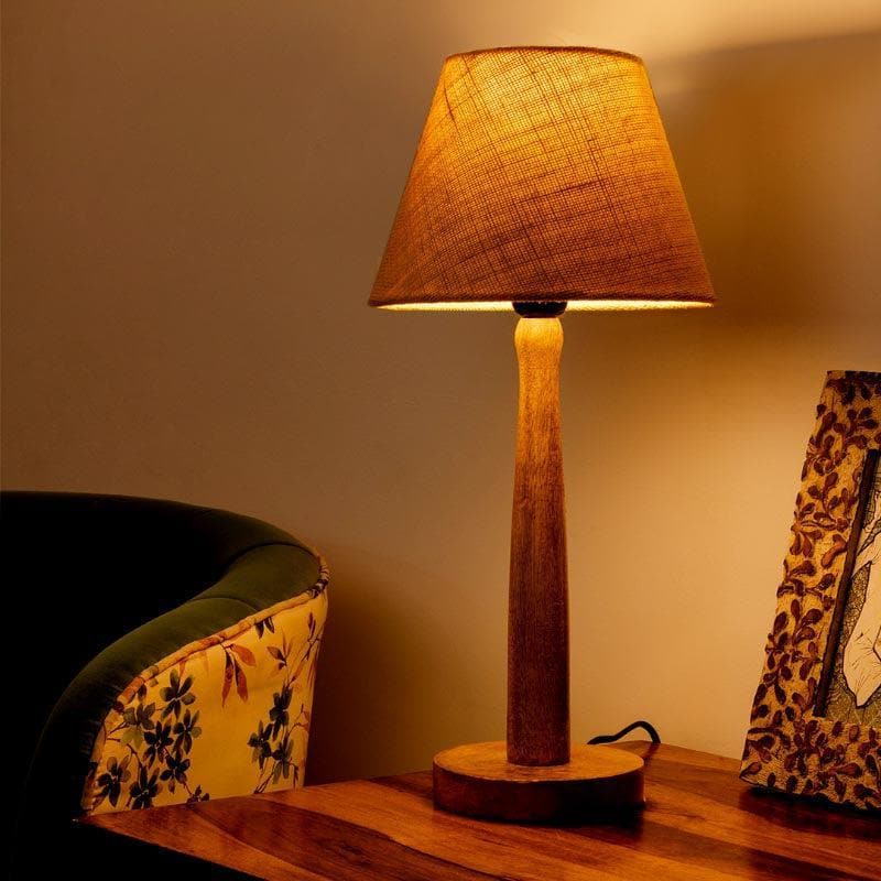 Buy Classic Chic With Wooden Stand Table Lamp - White Table Lamp from Vaaree