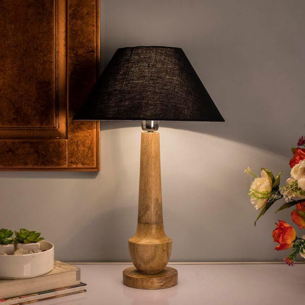 Table Lamp - Classic Cubist Table Lamp With Conical Shade - Black