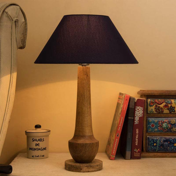 Table Lamp - Classic Cubist Table Lamp With Conical Shade - Blue