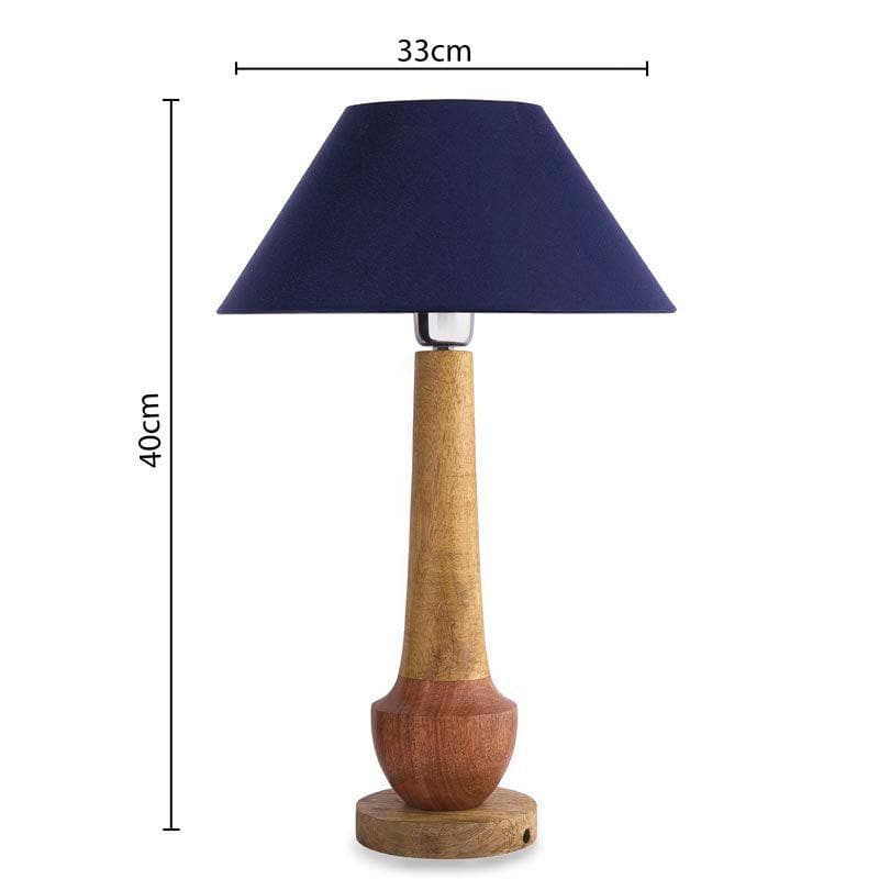 Table Lamp - Classic Cubist Table Lamp With Conical Shade - Blue