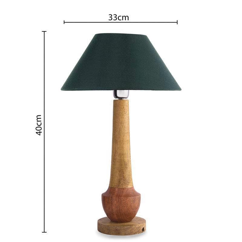 Table Lamp - Classic Cubist Table Lamp With Conical Shade - Green