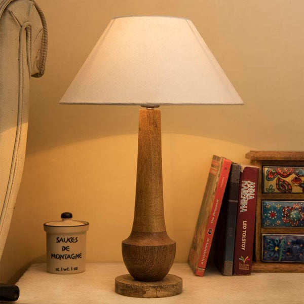 Table Lamp - Classic Cubist Table Lamp With Conical Shade - White