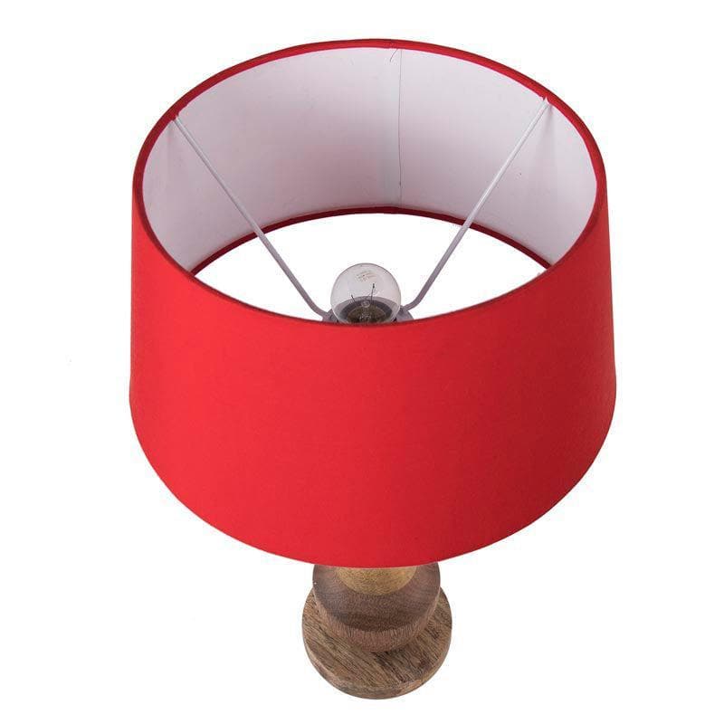 Table Lamp - Classic Cubist Table Lamp With Drum Shade - Red