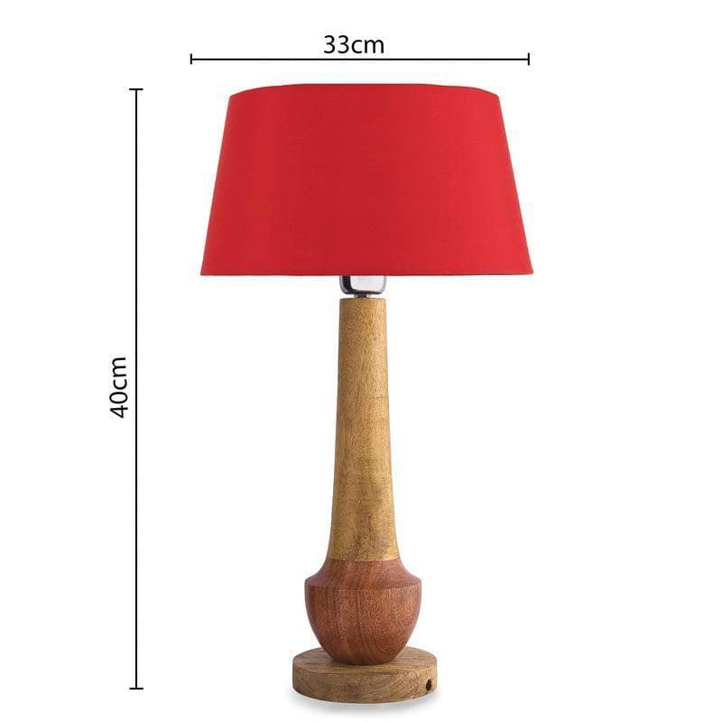 Table Lamp - Classic Cubist Table Lamp With Drum Shade - Red