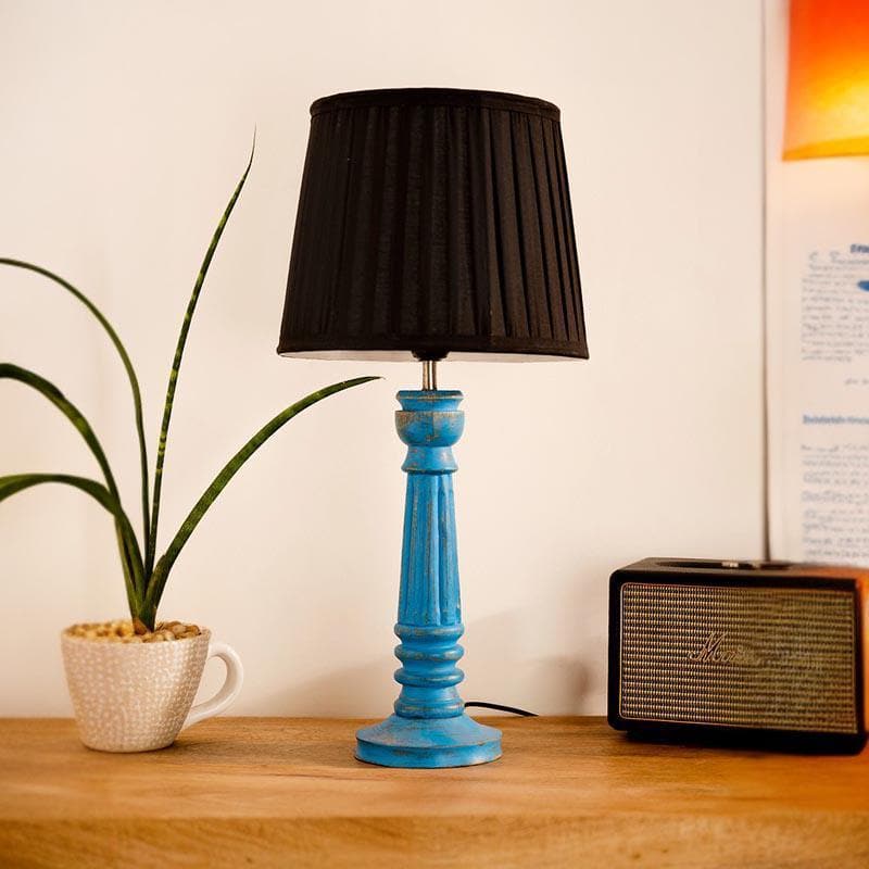 Table Lamp - Classy With Twist Blue Pillar Stand Lamp - Black